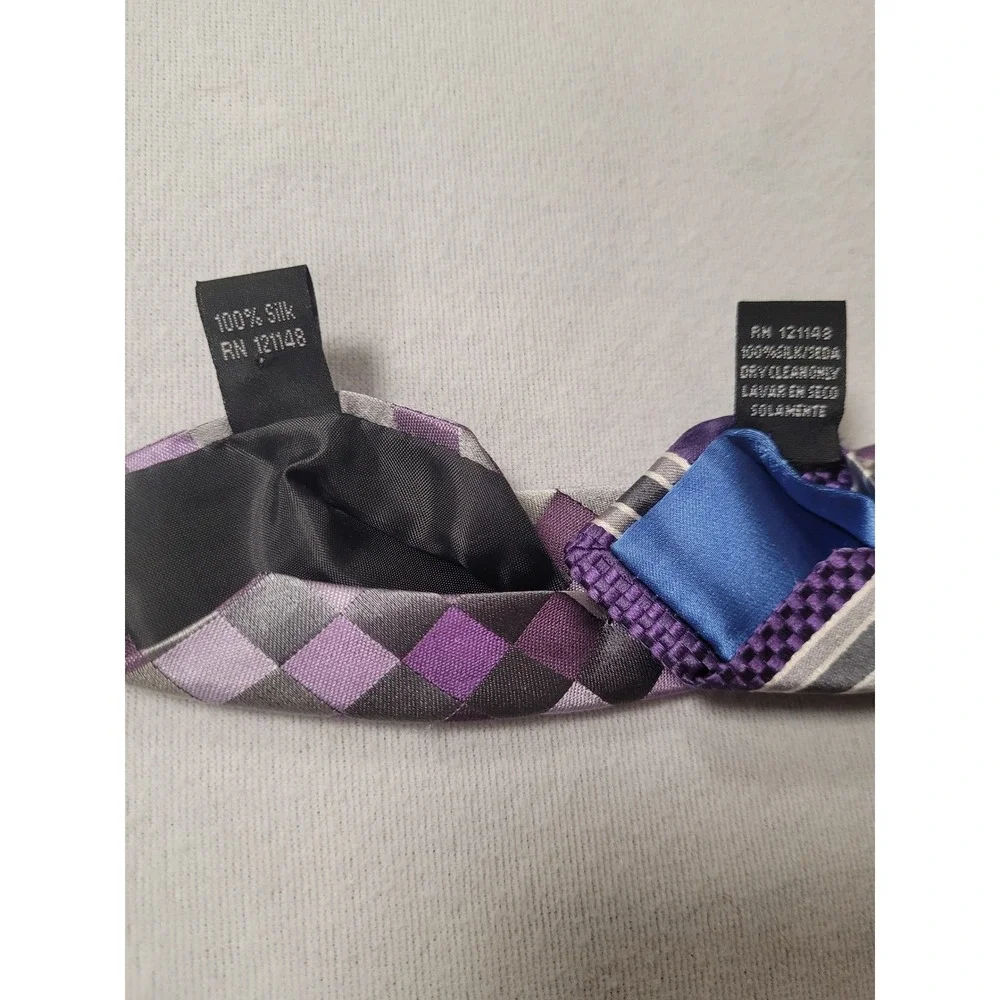 BUGATTI 2pc Necktie Lot Purple Gray Striped Plaid‎ Business Career 15$ ea 2/25$